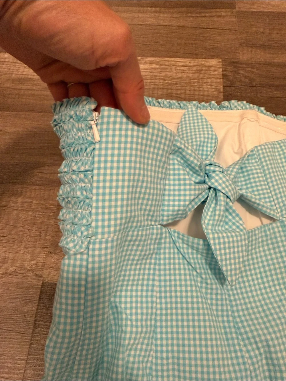 Lily Pulitzer sz 0 Light Blue Gingham Strapless Sundress - Picture 5 of 7
